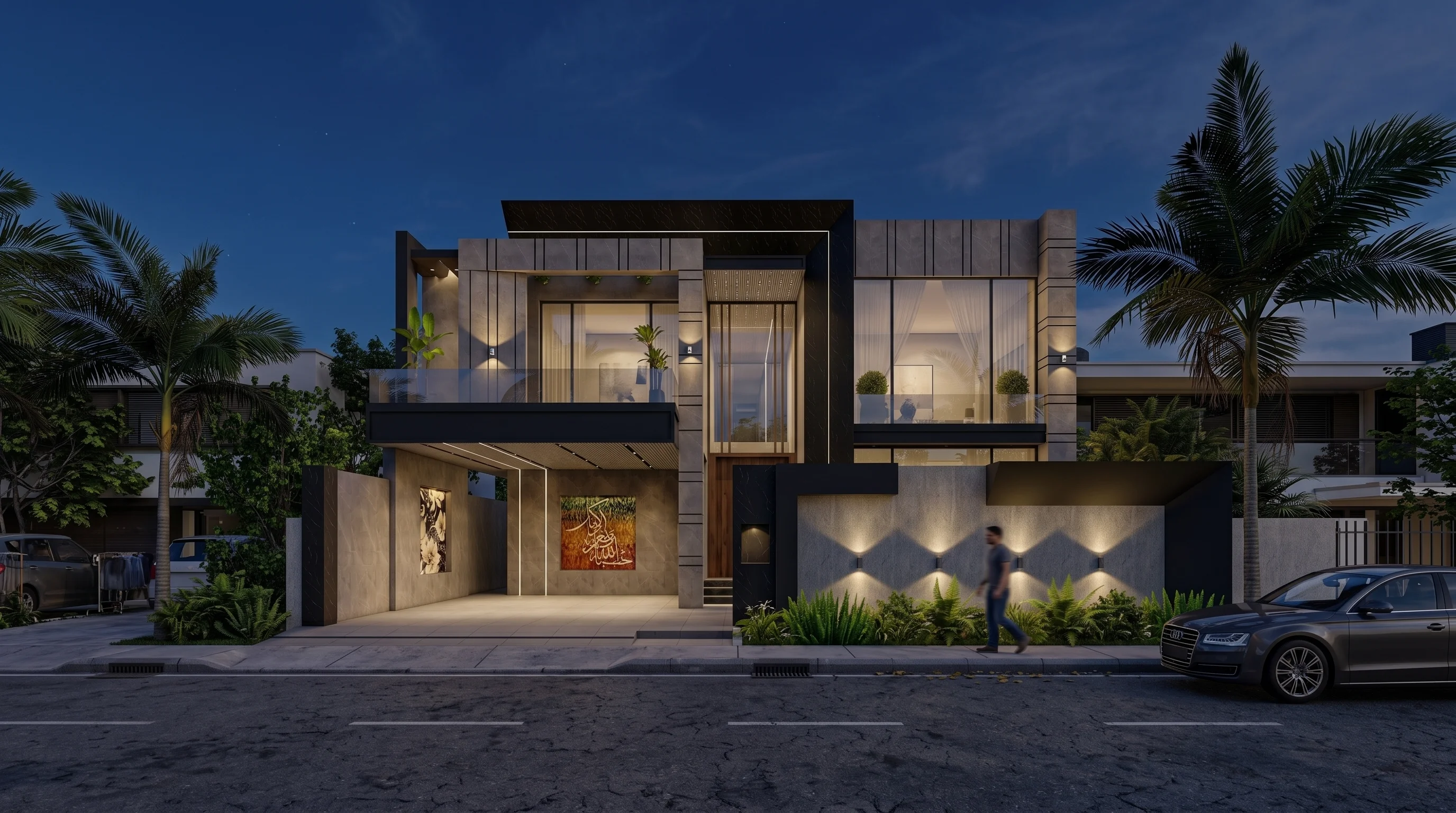 1 KANAL RESIDENTIAL EXTERIOR night view